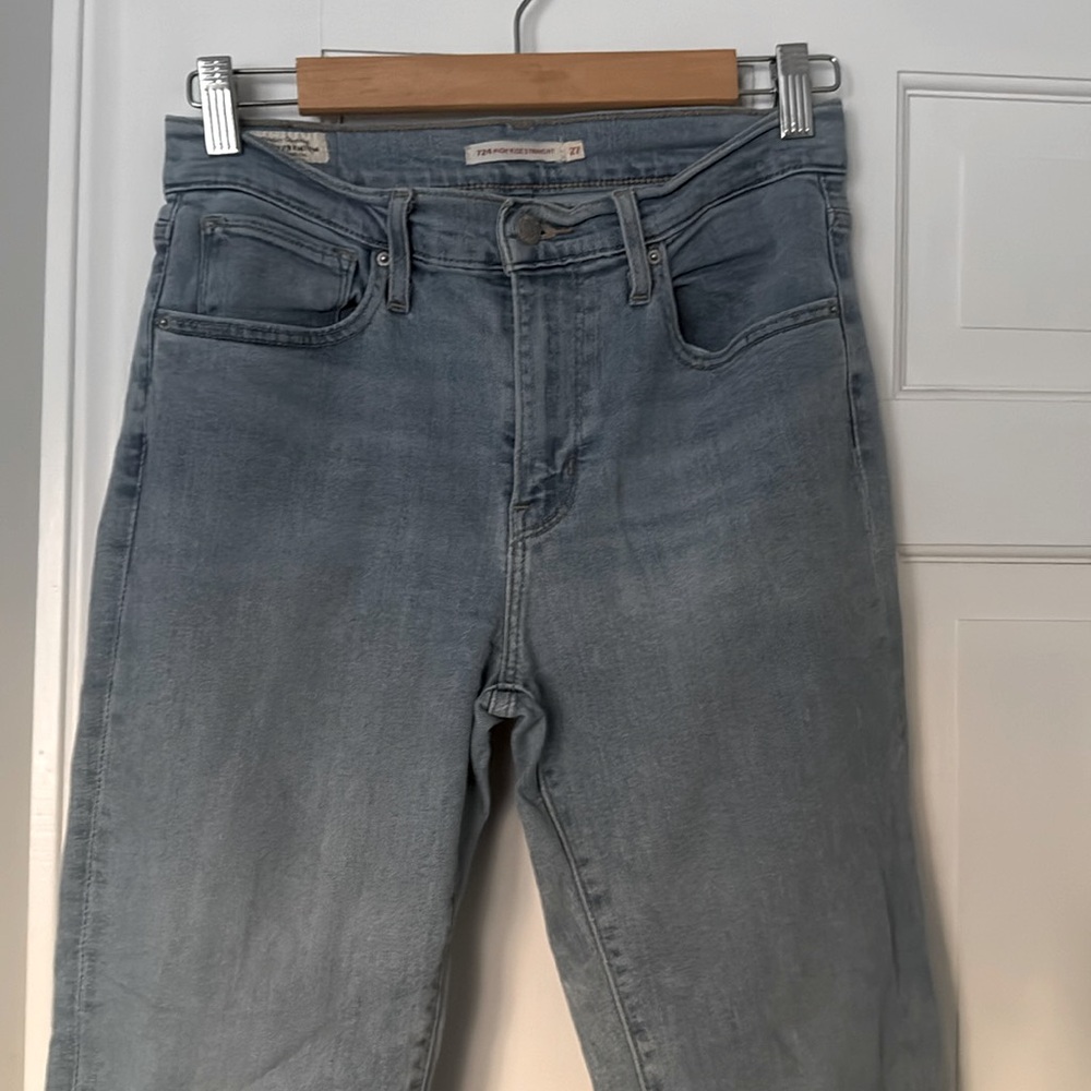 Levis high rise straight jeans